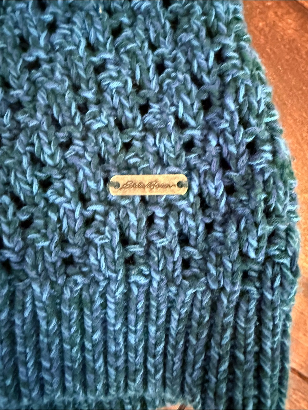 Eddie Bauer Open-Knit Crewneck Sweater in Teal Green - Picture 3 of 4